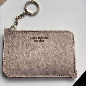 kate spade Blush Pink Saffiano Leather Zip Card Holder with Keyring
